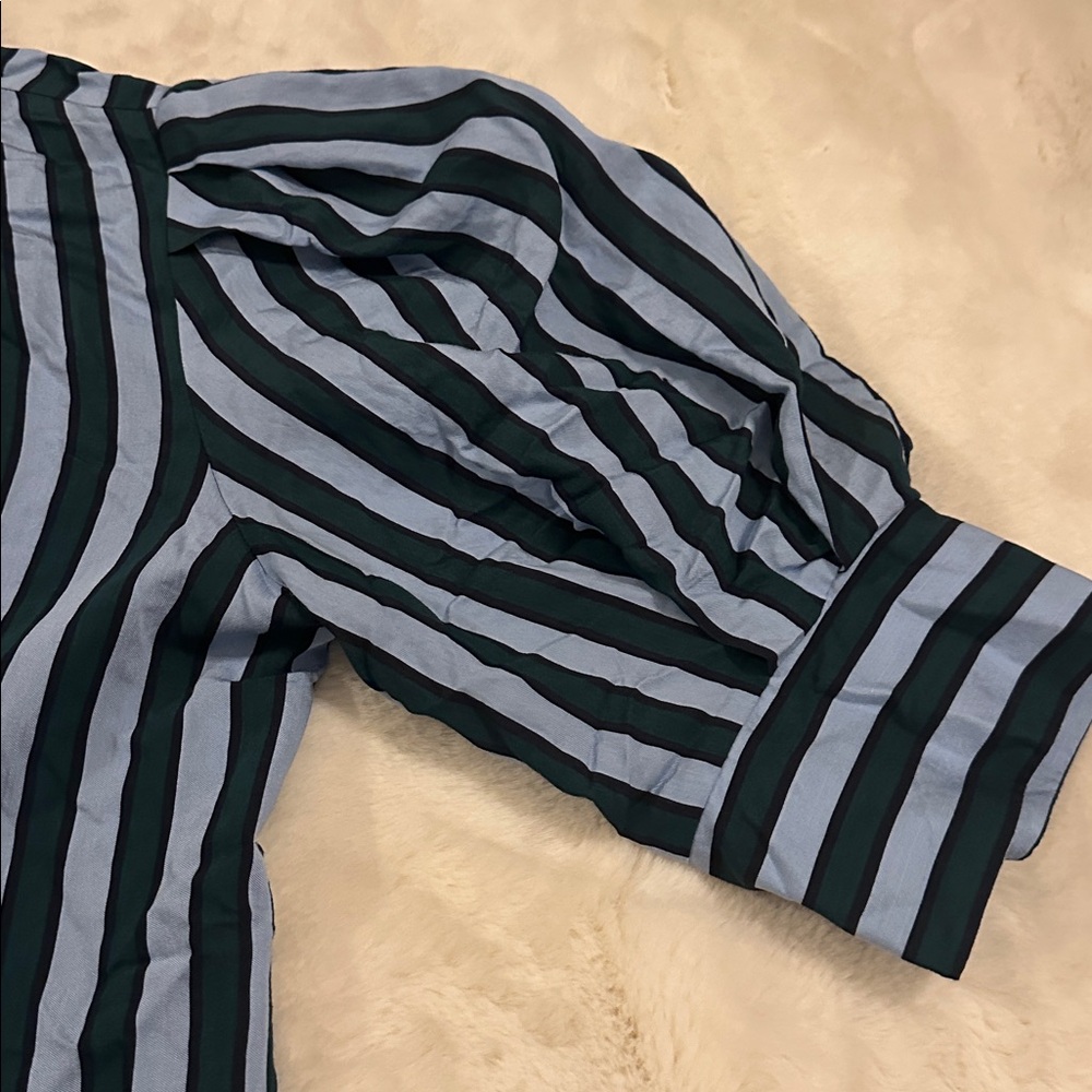 Zara Blue and Green Striped Shirt dress, size m - Picture 4 of 11